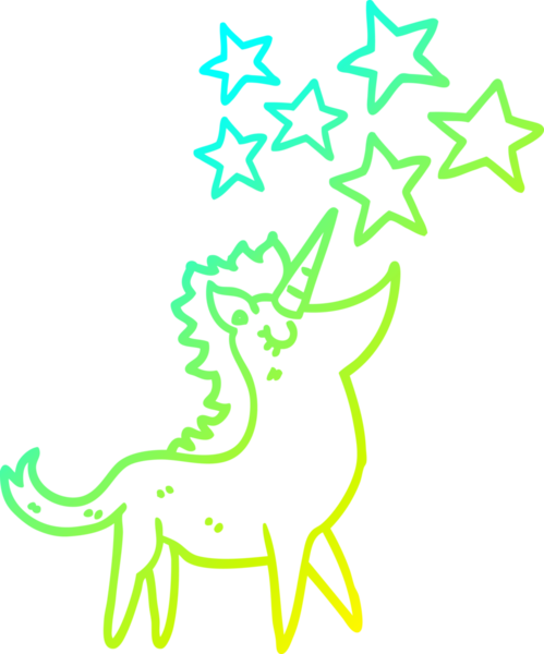 Bir insan tarafından çizilen tek boynuzlu atın soğuk gradyan çizimi