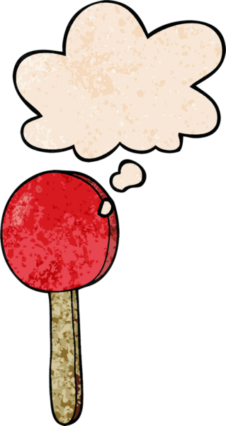 bir insan tarafından çizilmiş grunge desenli düşünce baloncuklu çizgi film lolipopu.