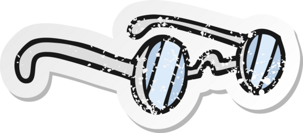 Bir insan tarafından çizilmiş karikatür gözlüğünün gerilimli yapıştırması.