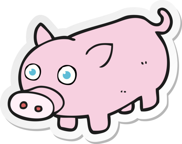 Bir insan tarafından çizilmiş bir domuz yavrusunun çıkartması.