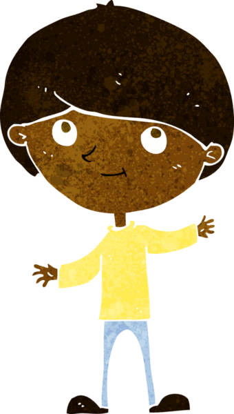 Bir insan tarafından çizilmiş mutlu çocuk çizgi filmi.