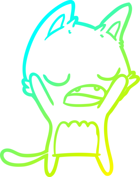 Bir insan tarafından çizilen esneyen bir çizgi filmin soğuk gradyan çizimi