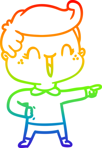 Gökkuşağının gradyan çizimi bir insan tarafından çizilmiş gülen çocuğun çizimi.