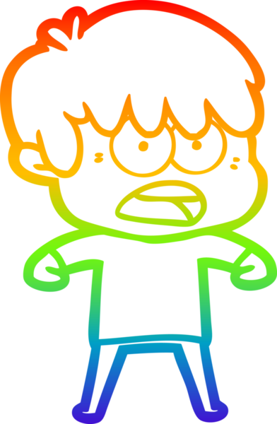 Bir insan tarafından çizilmiş endişeli bir çizgi film çocuğunun çizimi.