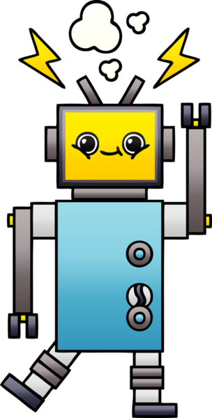 Bir insan tarafından çizilmiş bir robotun gölgelenmiş çizimi