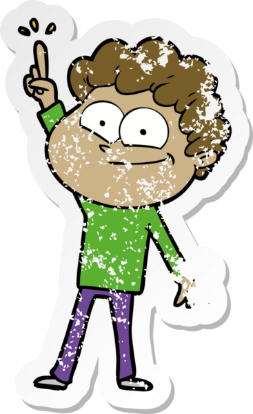 Bir insan tarafından çizilmiş mutlu bir adamın sıkıntılı çıkartması.