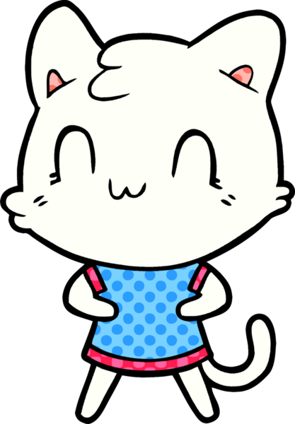 Bir insan tarafından çizilmiş mutlu bir kedi.