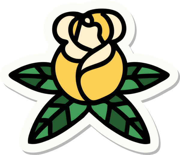 Bir insanın çizdiği tek bir gülün geleneksel stiliyle dövme çıkartması.