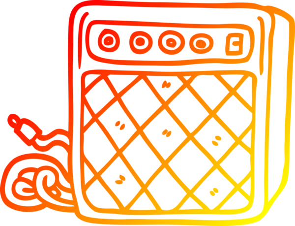 Bir insanın çizdiği çizgi film hoparlör sisteminin sıcak gradyan çizimi