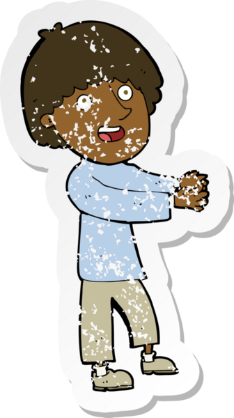 Bir insan tarafından çizilmiş mutlu bir adamın çizdiği karikatürün gerilimli yapıştırması.