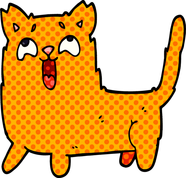 Bir insan tarafından çizilmiş komik bir kedi.