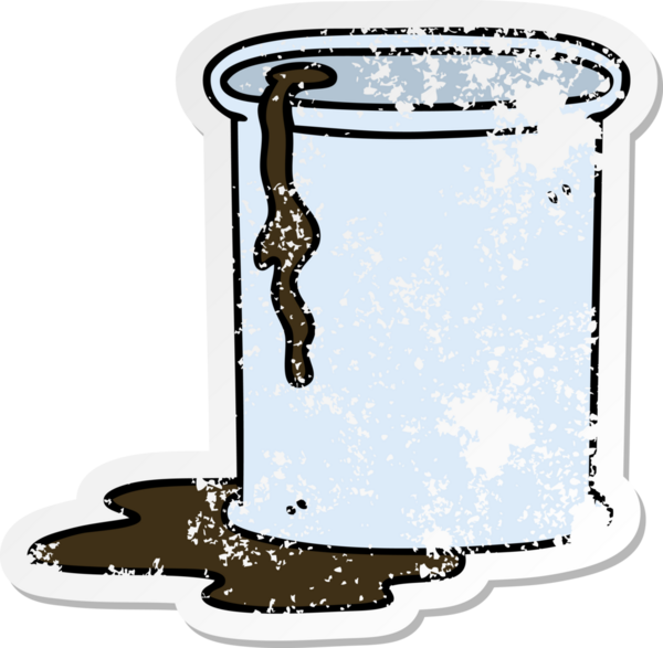 İnsan eliyle çizilmiş garip bir yağ fıçısının sıkıntılı çıkartması.