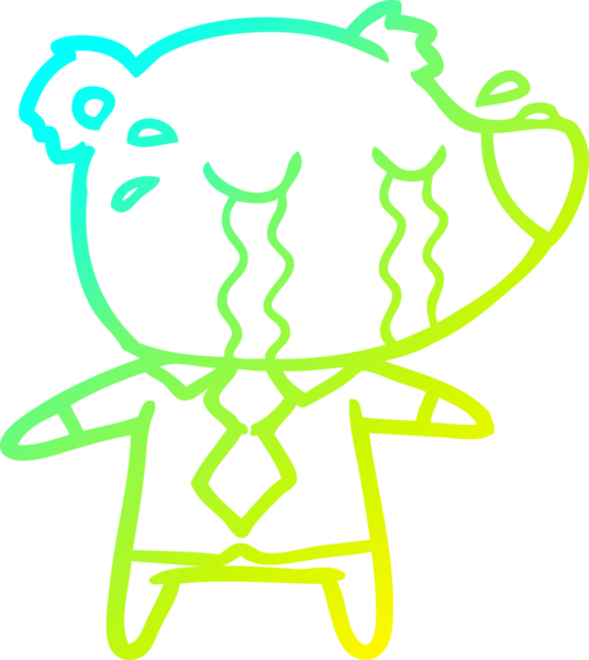 Bir insan tarafından çizilmiş gömleğin içinde ağlayan ayı çizgi filmi.