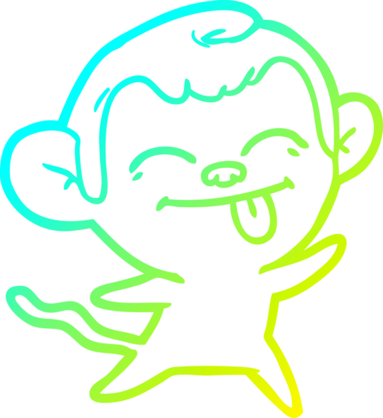 Bir insan tarafından çizilmiş komik bir çizgi maymunun soğuk eğim çizgisi.