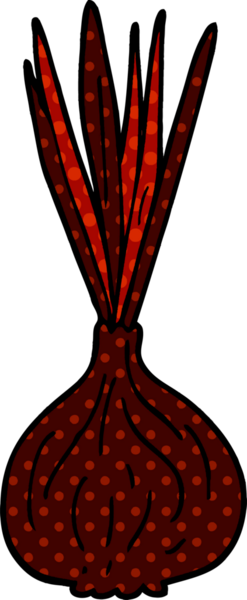 Bir insan tarafından çizilmiş soğan filizlenen karikatür karalaması