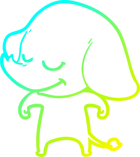 Bir insan tarafından çizilmiş gülümseyen bir filin soğuk gradyan çizimi