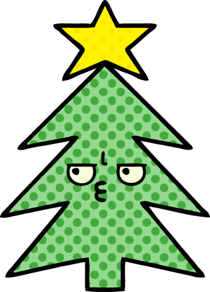 Bir insan tarafından çizilmiş bir Noel ağacının çizgi romanı.