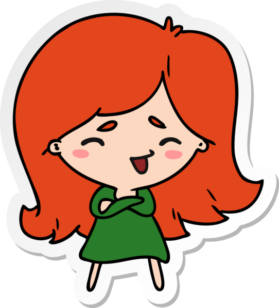 Bir insan tarafından çizilmiş sevimli bir kawai kızının çizilmiş bir karikatür çizimi.