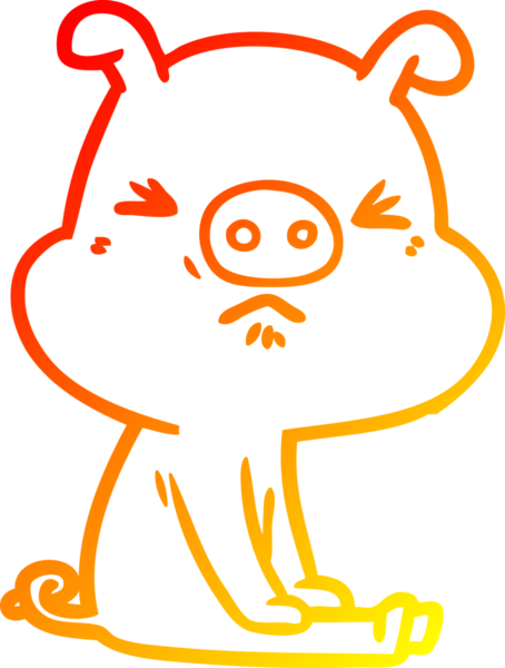 Bir insan tarafından çizilmiş kızgın bir domuzun sıcak çizgi çizimi.