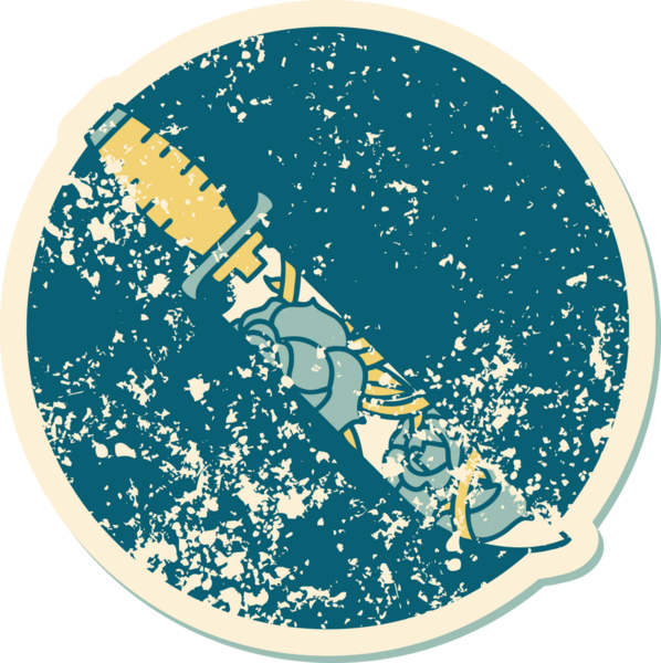 Bir hançerin ve bir insanın çizdiği çiçeklerin sembolik dövmesi.