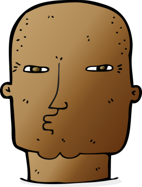 Bir insan tarafından çizilmiş kel, sert adam.