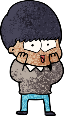 Bir insan tarafından çizilmiş mutlu çocuk çizgi filmi.