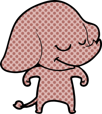 Bir insan tarafından çizilmiş gülümseyen bir fil.