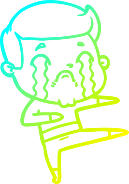 Bir insan tarafından çizilmiş ağlayan bir çizgi film karakteri çizimi.