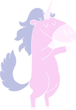 Bir insan tarafından çizilmiş düz renkli tek boynuzlu at.