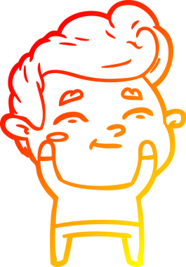 Bir insan tarafından çizilmiş mutlu bir çizgi film karakteri çizimi.