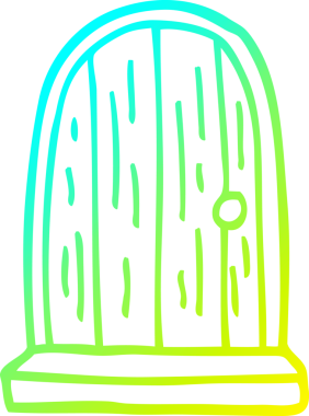 Bir insan tarafından çizilmiş eski bir ahşap kapının soğuk eğimli çizgisi.