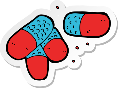 Bir insan tarafından çizilmiş bir karikatür ağrı kesicinin çıkartması.