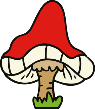 Bir insan tarafından çizilmiş tek bir mantarın el çizimi karikatürü.