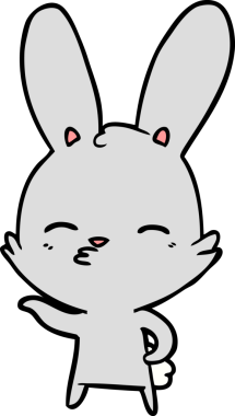 Bir insan tarafından çizilmiş meraklı tavşan çizgi filmi.