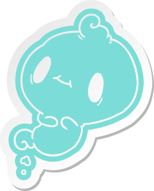 Bir insan tarafından çizilmiş sevimli bir kawai hayaletinin karikatür çıkartması.