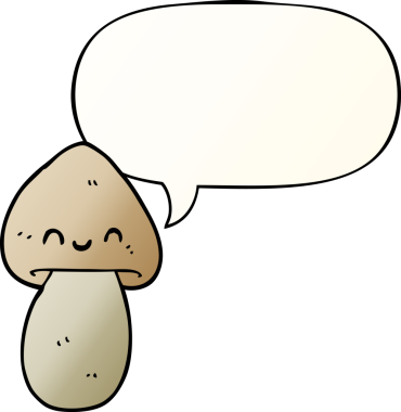 bir insan tarafından çizilmiş düzgün eğimli konuşma baloncuklu mantar mantarı.