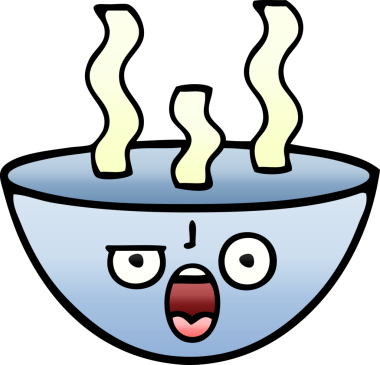 Bir insan tarafından çizilmiş sıcak çorbanın gölgeli karikatürü.