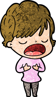 Bir insan tarafından çizilmiş bir karikatür kadın konuşuyor.