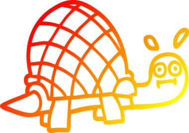 Bir insan tarafından çizilmiş komik bir kaplumbağanın sıcak çizgi çizimi