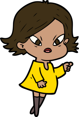 Çizgi film bir insan tarafından çizilmiş stresli kadın.