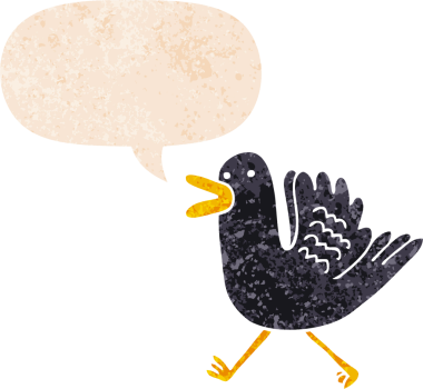 Çizgi film ördeği grunge 'de konuşma baloncuğuyla koşuyor.