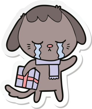 Bir insan tarafından çizilmiş ağlayan bir köpeğin çıkartması.