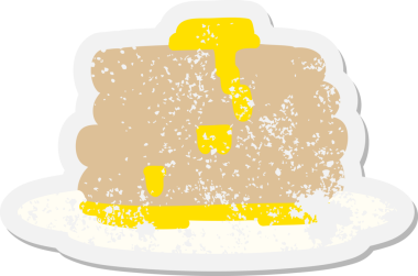 Bir insan tarafından çizilmiş tereyağlı krep yığını.