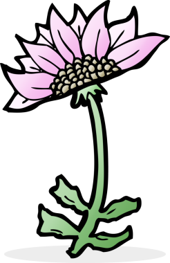 Bir insan tarafından çizilmiş karikatür çiçeği