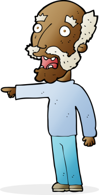 Çizgi filmdeki korkak yaşlı adam bir insan tarafından çizilmiş.