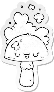 Bir insan tarafından çizilmiş bir karikatür mantarının sıkıntılı çıkartması.