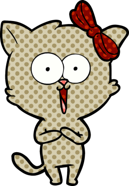 Bir insan tarafından çizilmiş çizgi film kedisi.