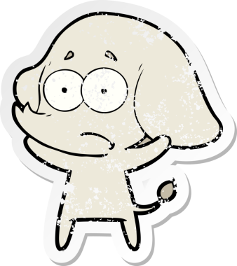 Bir insan tarafından çizilmiş belirsiz bir filin sıkıntılı çıkartması.