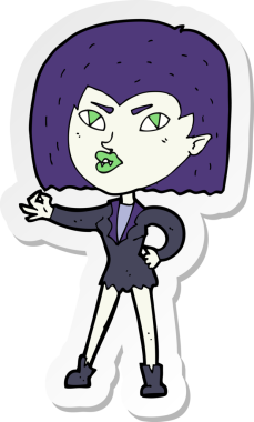 Bir insan tarafından çizilmiş vampir bir kızın çıkartması.