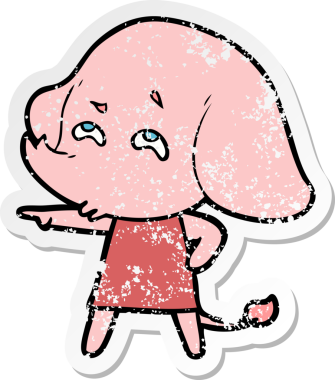 Bir insan tarafından çizilmiş karikatür filinin sıkıntılı çıkartması